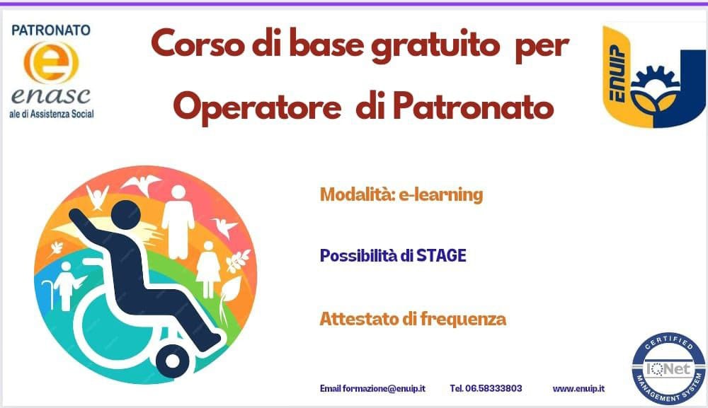 Corso base gratuito per Operatore di&nbsp;Patronato